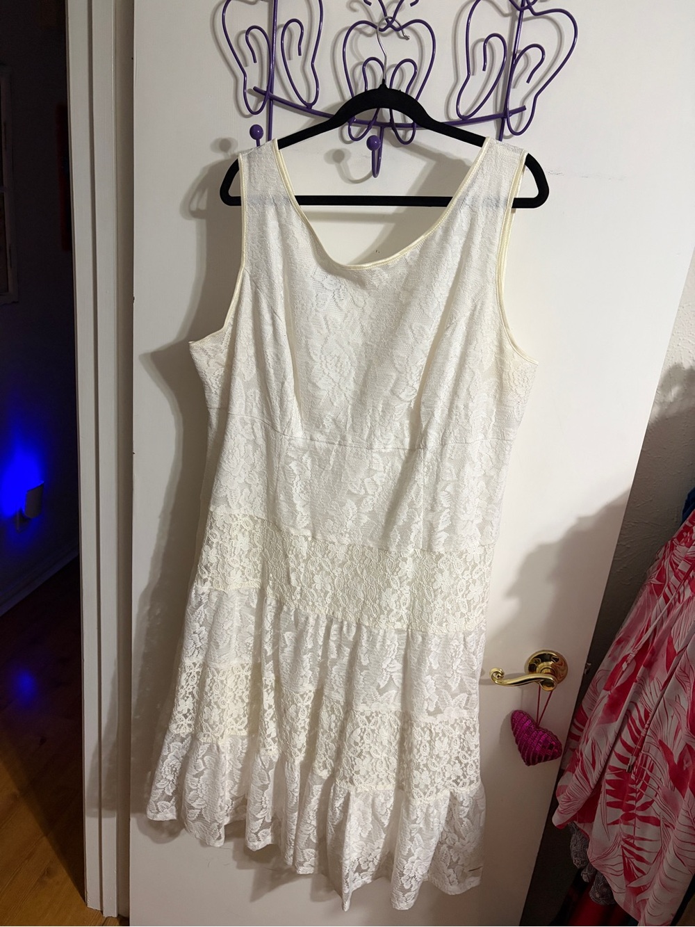 🥳 20w I.N. Studio White Cream Lace Sleeveless Midi Dress